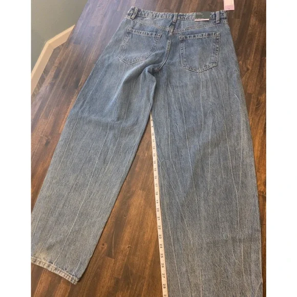 Women's Mid-Rise Barrel Jeans - Wild Fable Indigo 8 - Picture 6 of 9